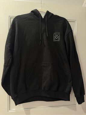 M Letter Logo Black Hooded Sweatshirt - Hoodie
